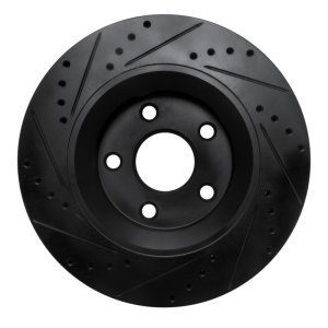 Jeep Wrangler Brake Rotor (1) - Front Right - R1 Concepts - Drilled & Slotted - Black - `12-`18